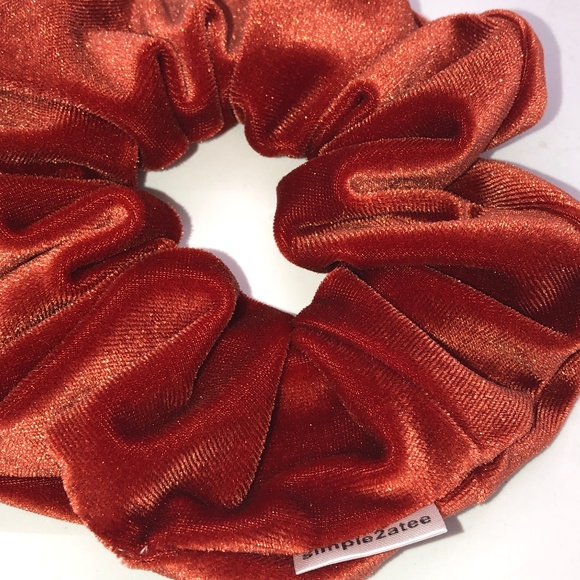 Rust Stretch Velvet Hair Scrunchie Hair Accessory - Picture 8 of 12